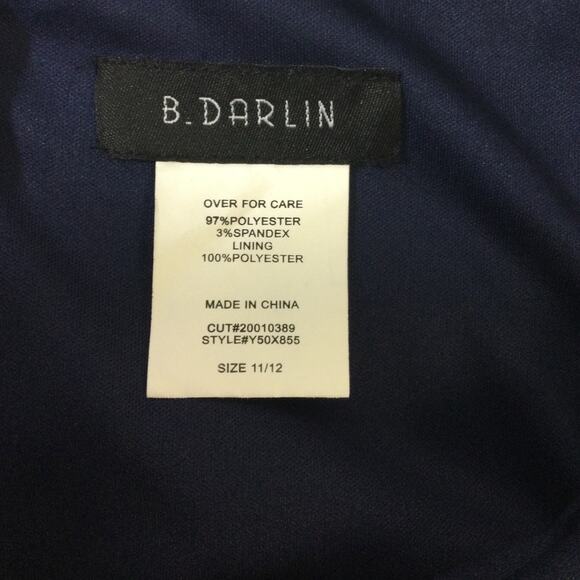 B DARLIN SZ 11 12 juniors navy blue pleated strappy A-Line midi Dress NEW b65 - Picture 6 of 8